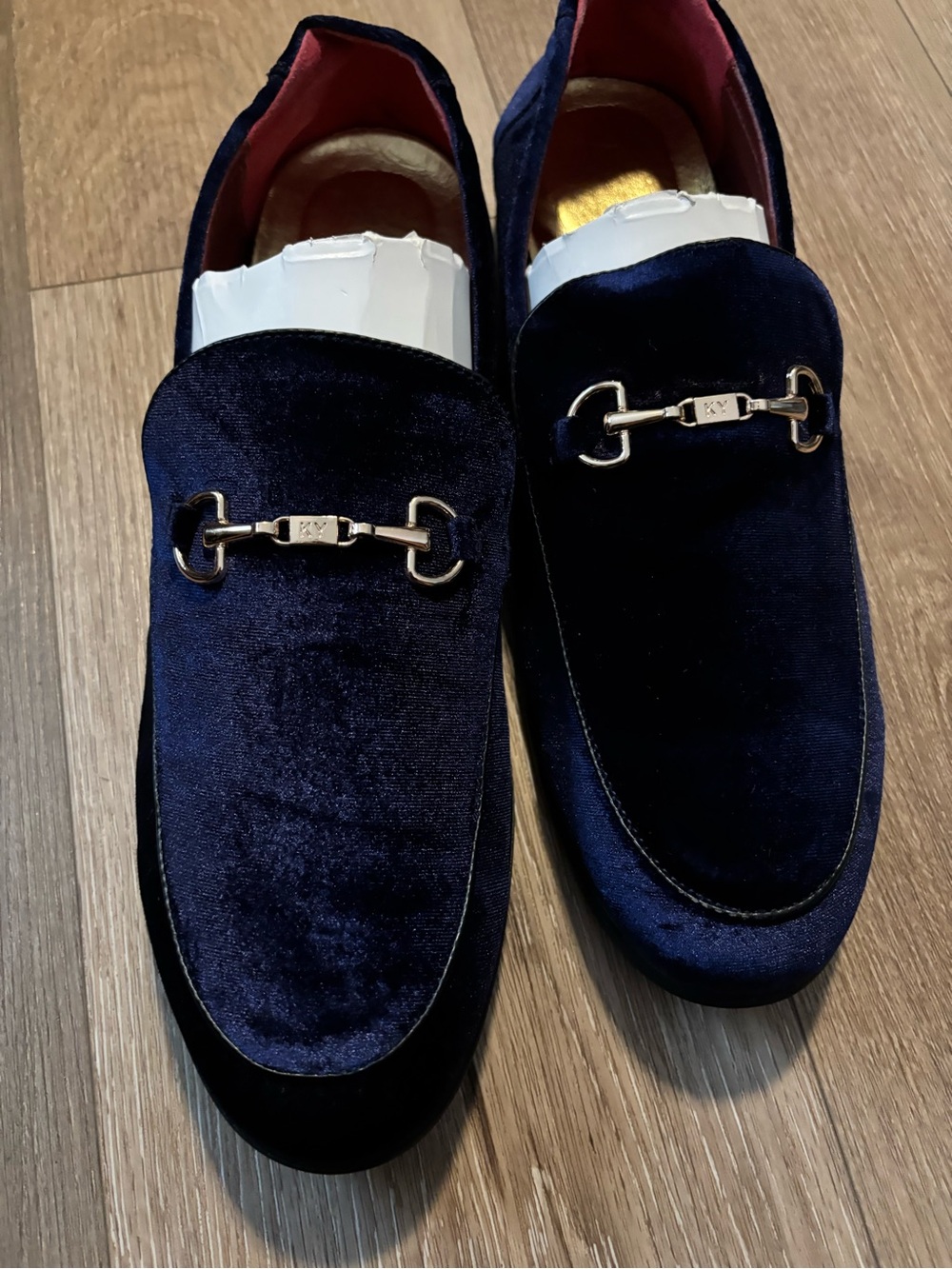 Men's Velvet Bit Loafers in Navy Blue size 13